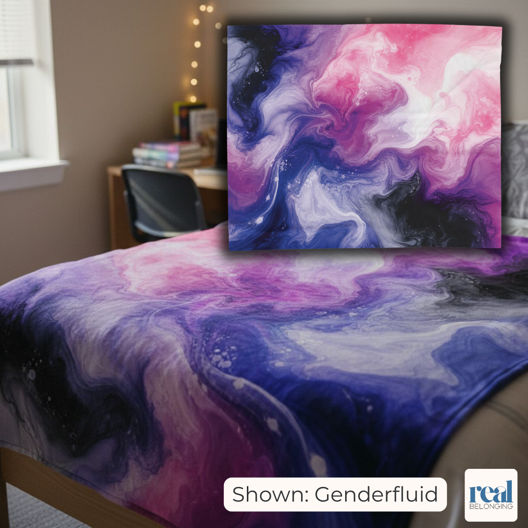Genderfluid Watercolor Marble Swirl Blanket