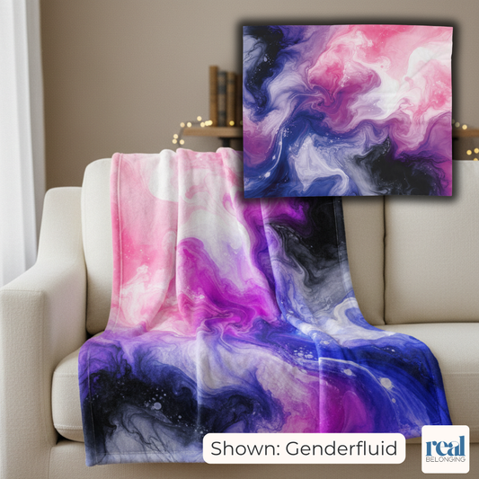 Genderfluid Watercolor Marble Swirl Blanket