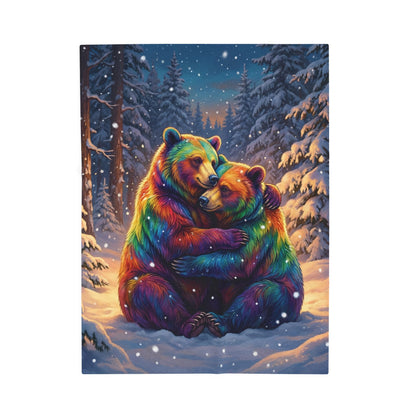 Rainbow Bears Winter Warmth | Velveteen Plush Blanket Throw