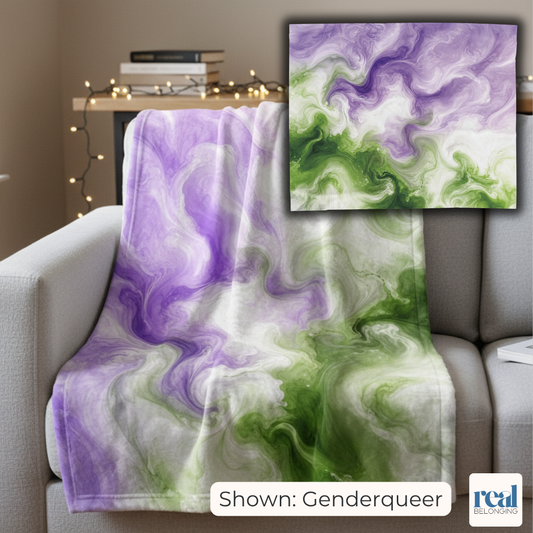 Genderqueer Watercolor Marble Swirl Blanket
