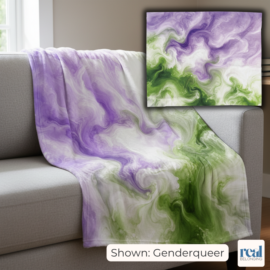 Genderqueer Watercolor Marble Swirl Blanket