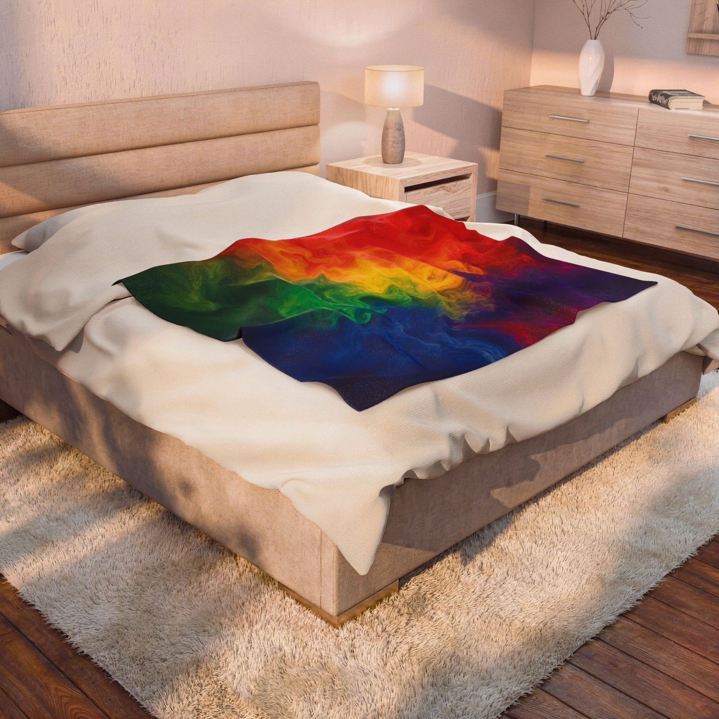 Rainbow Watercolor Marble Swirl Blanket