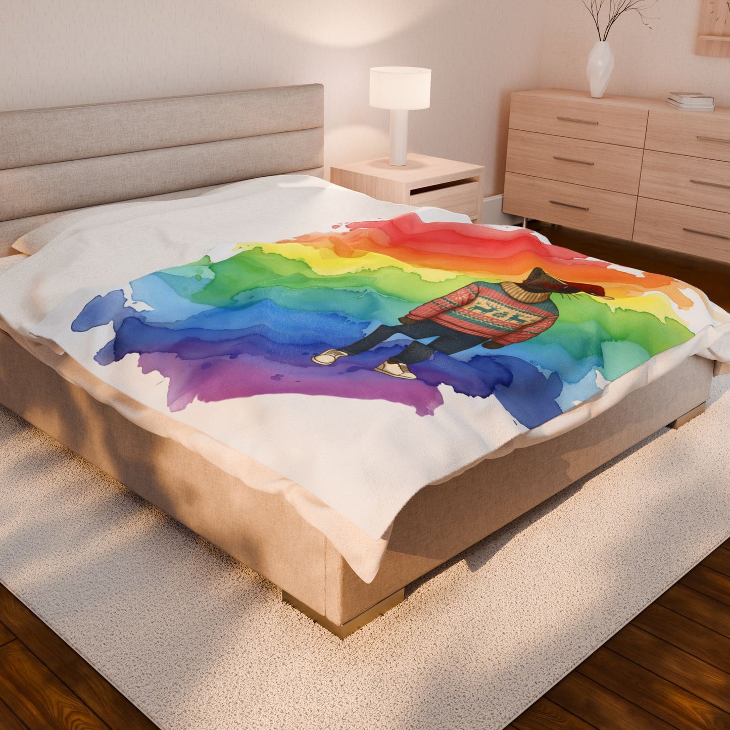 Santa Claws Cool Cat | Velveteen Plush Blanket Throw