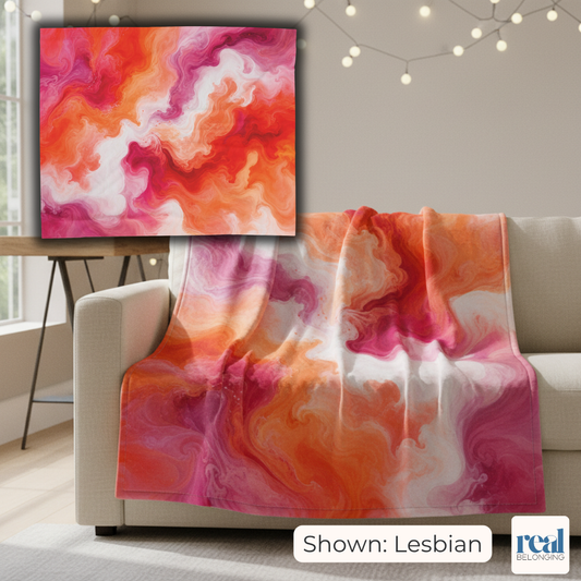 Lesbian Watercolor Marble Swirl Blanket
