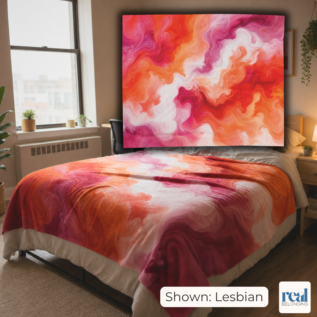 Lesbian Watercolor Marble Swirl Blanket