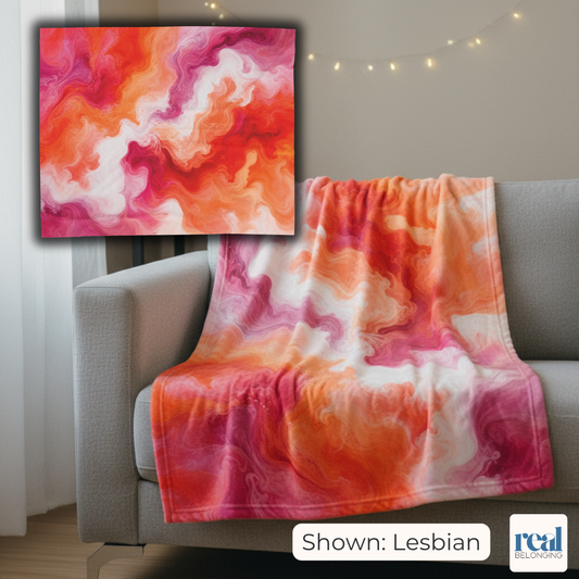 Lesbian Watercolor Marble Swirl Blanket