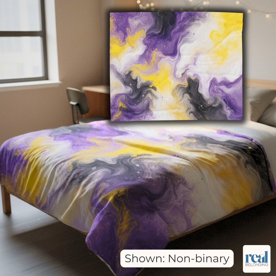 Non-binary Watercolor Marble Swirl Blanket