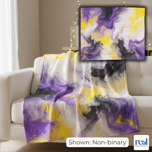 Non-binary Watercolor Marble Swirl Blanket