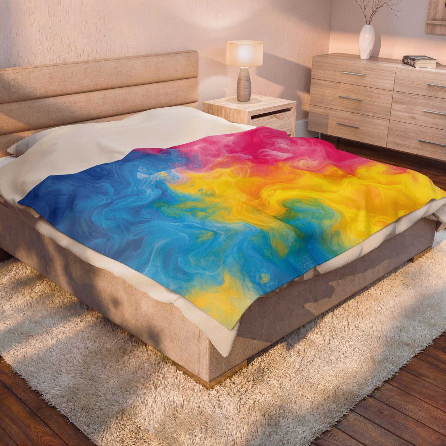 Pansexual Watercolor Marble Swirl Blanket