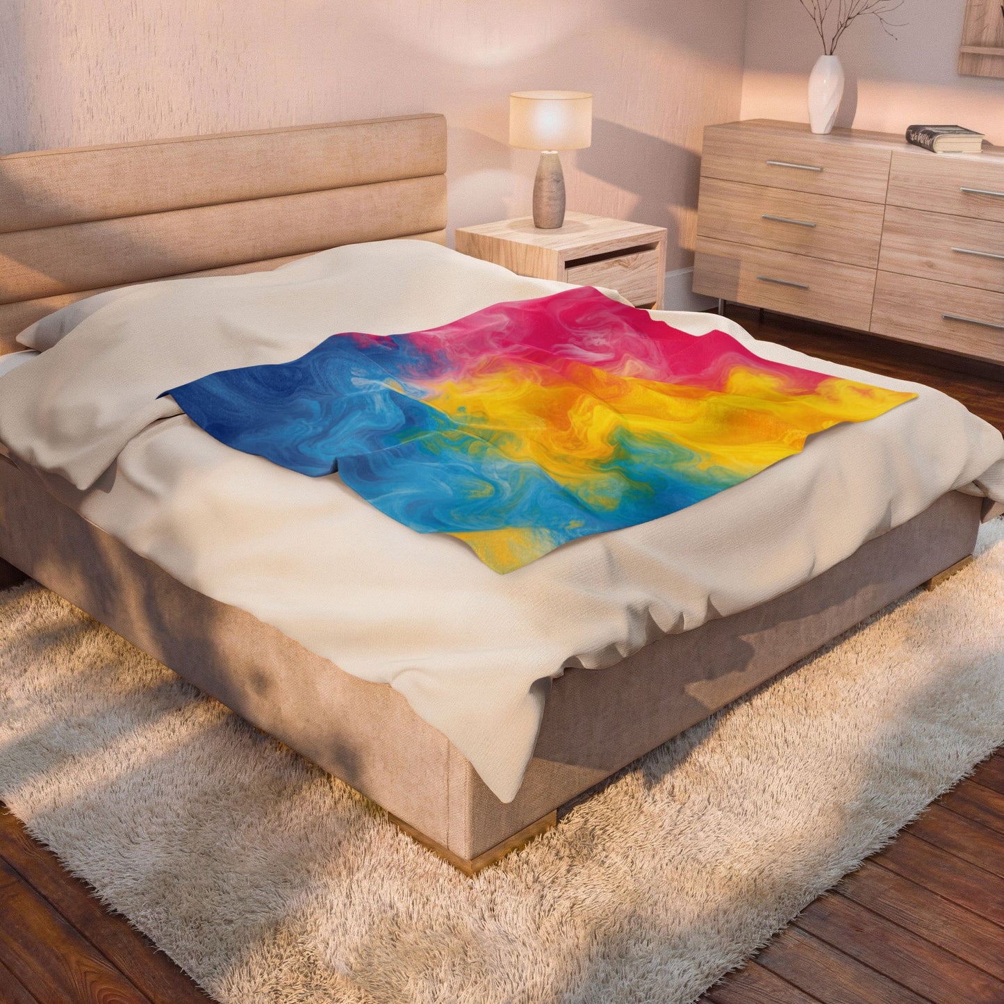 Pansexual Watercolor Marble Swirl Blanket