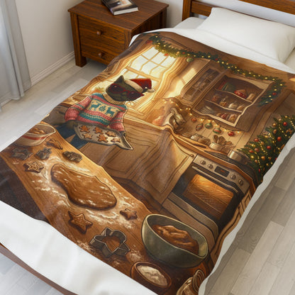 Santa Claws Cookie Cutter Cat | Velveteen Plush Blanket Throw