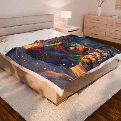 Rainbow Bears Winter Warmth | Velveteen Plush Blanket Throw