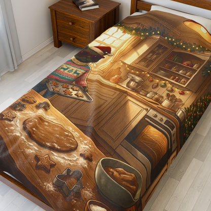 Santa Claws Cookie Cutter Cat | Velveteen Plush Blanket Throw