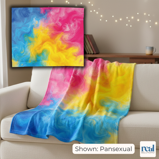 Pansexual Watercolor Marble Swirl Blanket