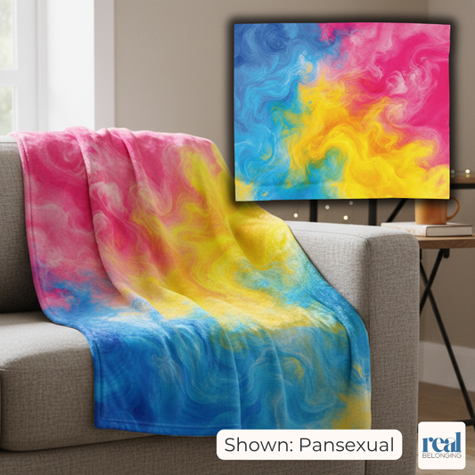 Pansexual Watercolor Marble Swirl Blanket
