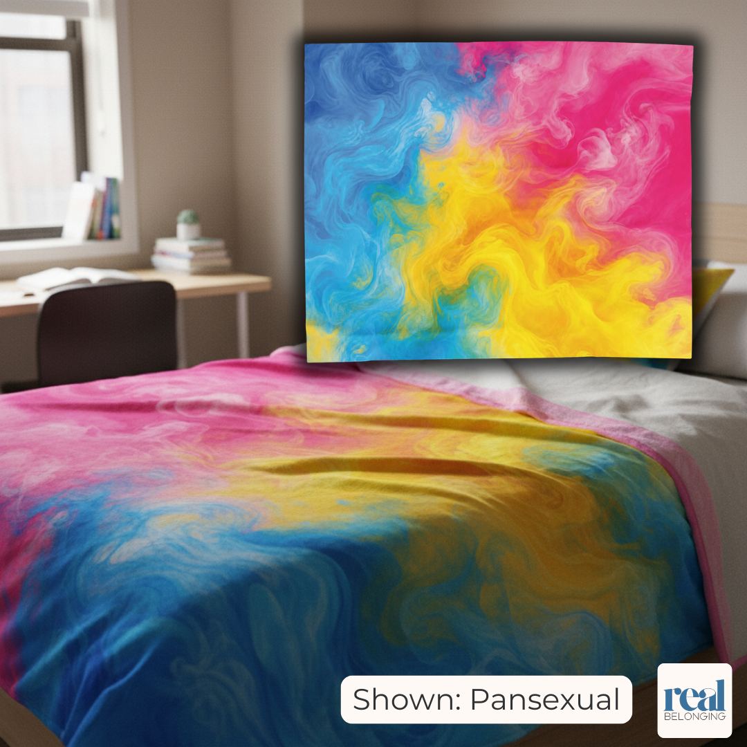 Pansexual Watercolor Marble Swirl Blanket
