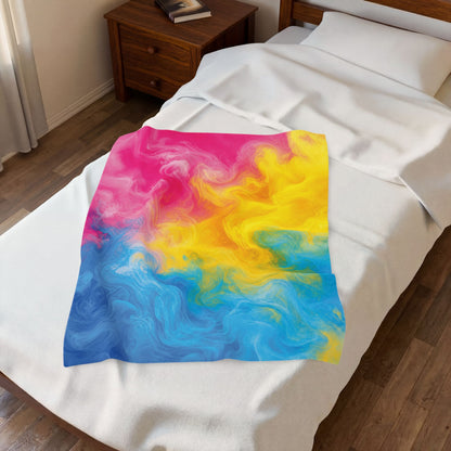 Pansexual Watercolor Marble Swirl Blanket
