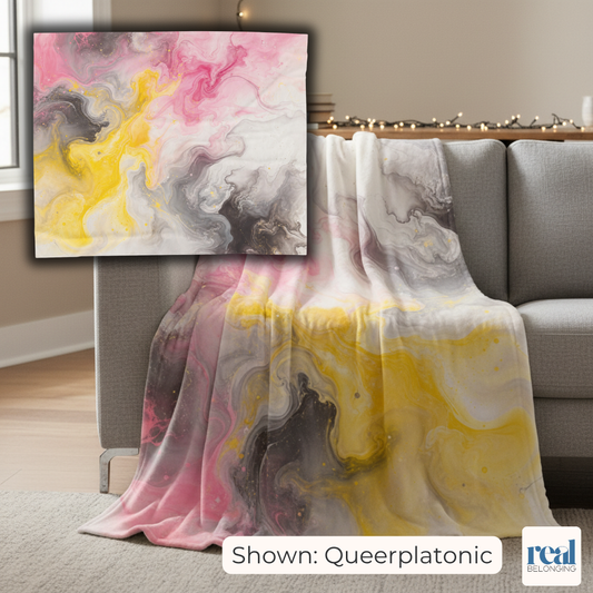 Queerplatonic Watercolor Marble Swirl Blanket