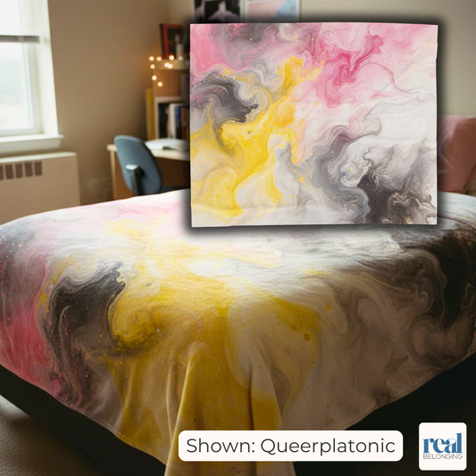 Queerplatonic Watercolor Marble Swirl Blanket