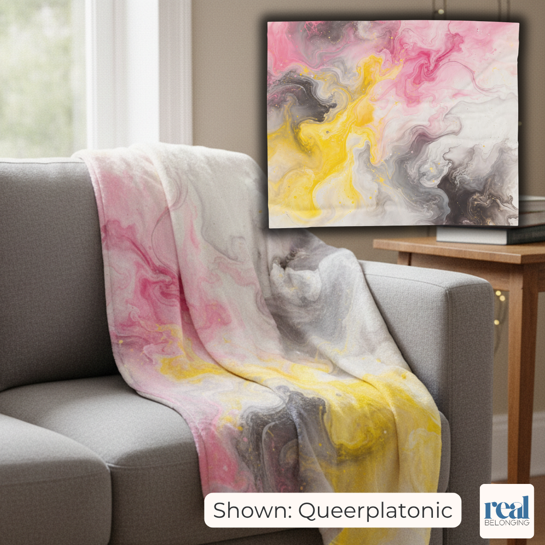 Queerplatonic Watercolor Marble Swirl Blanket