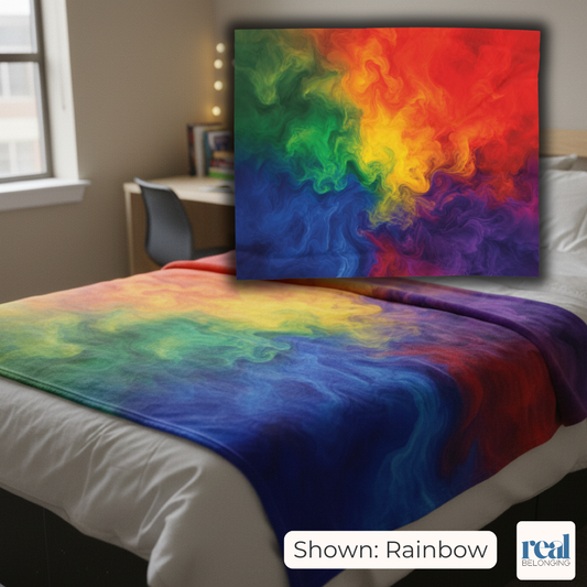 Rainbow Watercolor Marble Swirl Blanket