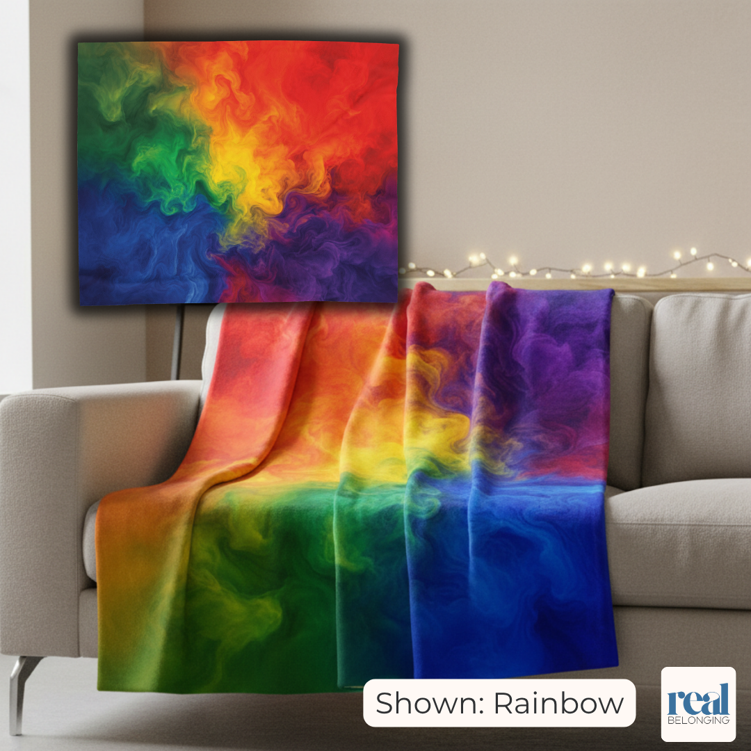 Rainbow Watercolor Marble Swirl Blanket