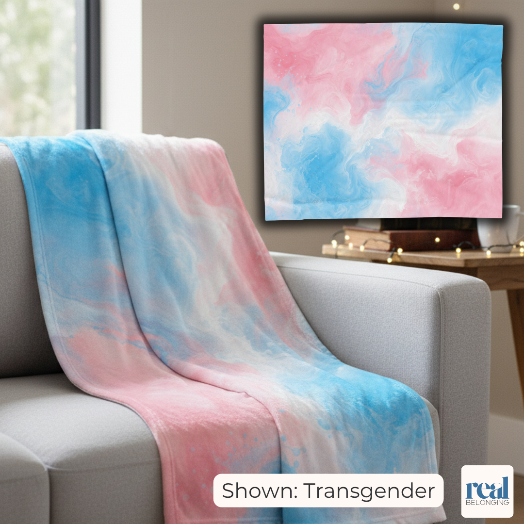 Transgender Watercolor Marble Swirl Blanket