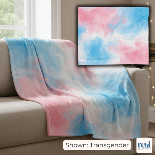 Transgender Watercolor Marble Swirl Blanket