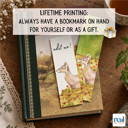 Two autumn watercolor bookmark designs resting on an open vintage copy of The Secret Garden