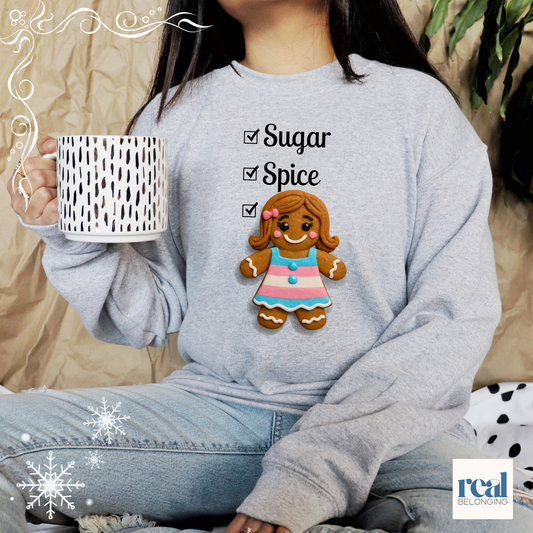 Sugar, Spice, and Everything Nice Long Sleeve Transgender Gingerbread Shirt