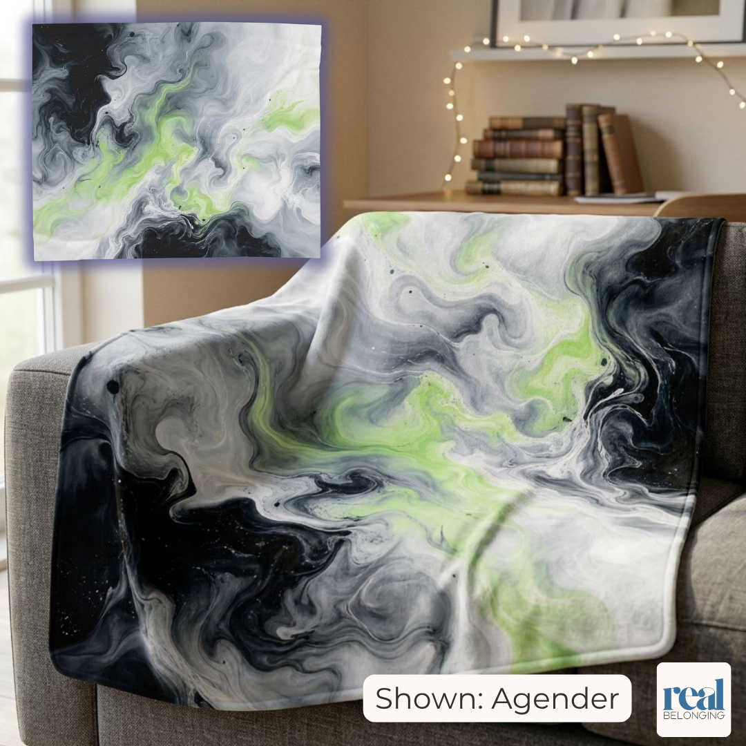Agender Watercolor Marble Swirl Blanket
