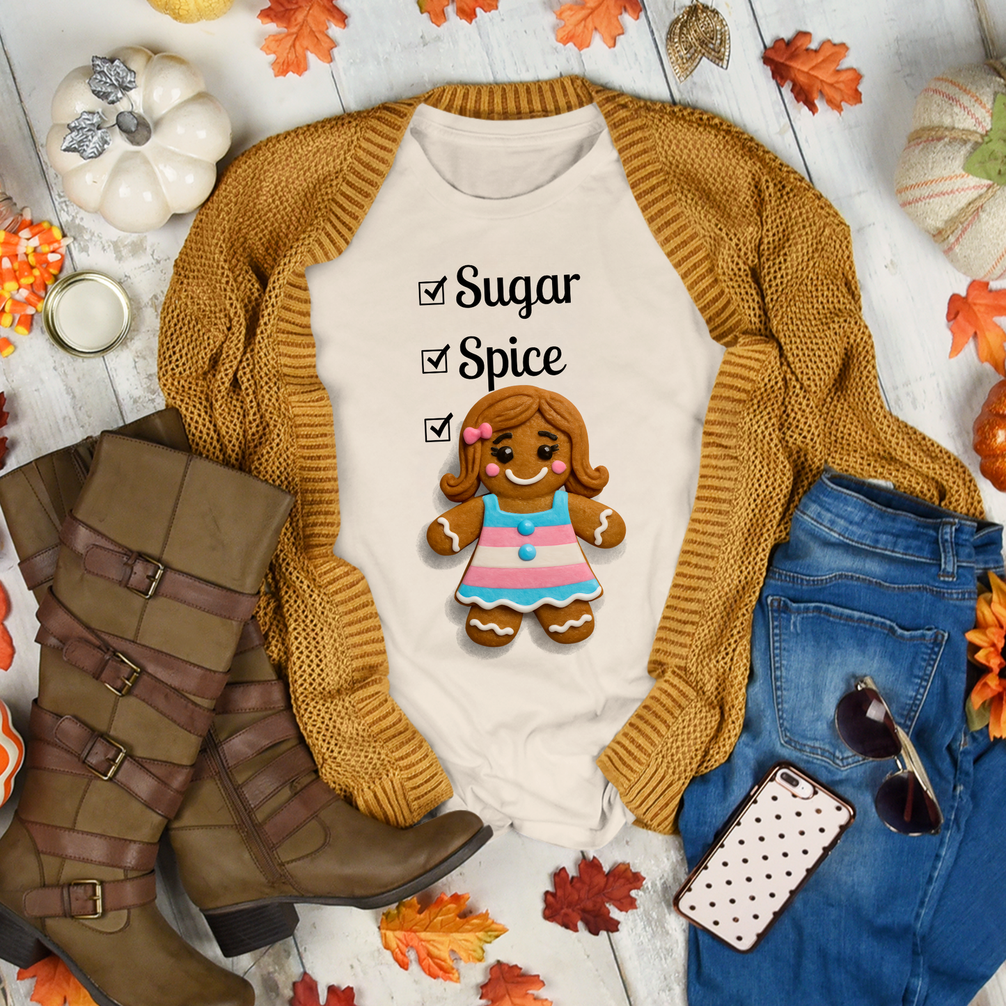 Sugar, Spice, and Everything Nice Long Sleeve Transgender Gingerbread Shirt