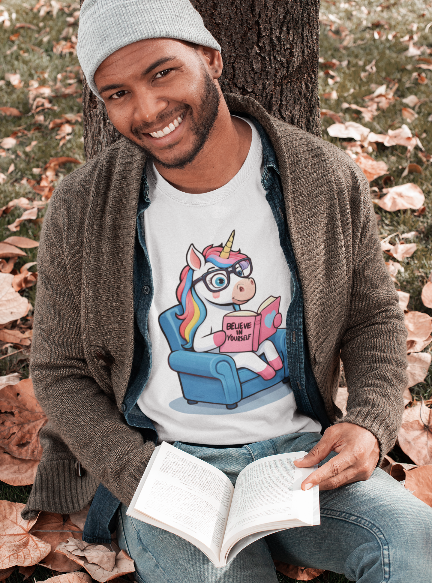Unicorn Believe in Yourself Reading T-Shirt