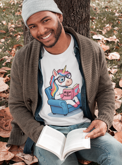 Unicorn Believe in Yourself Reading T-Shirt
