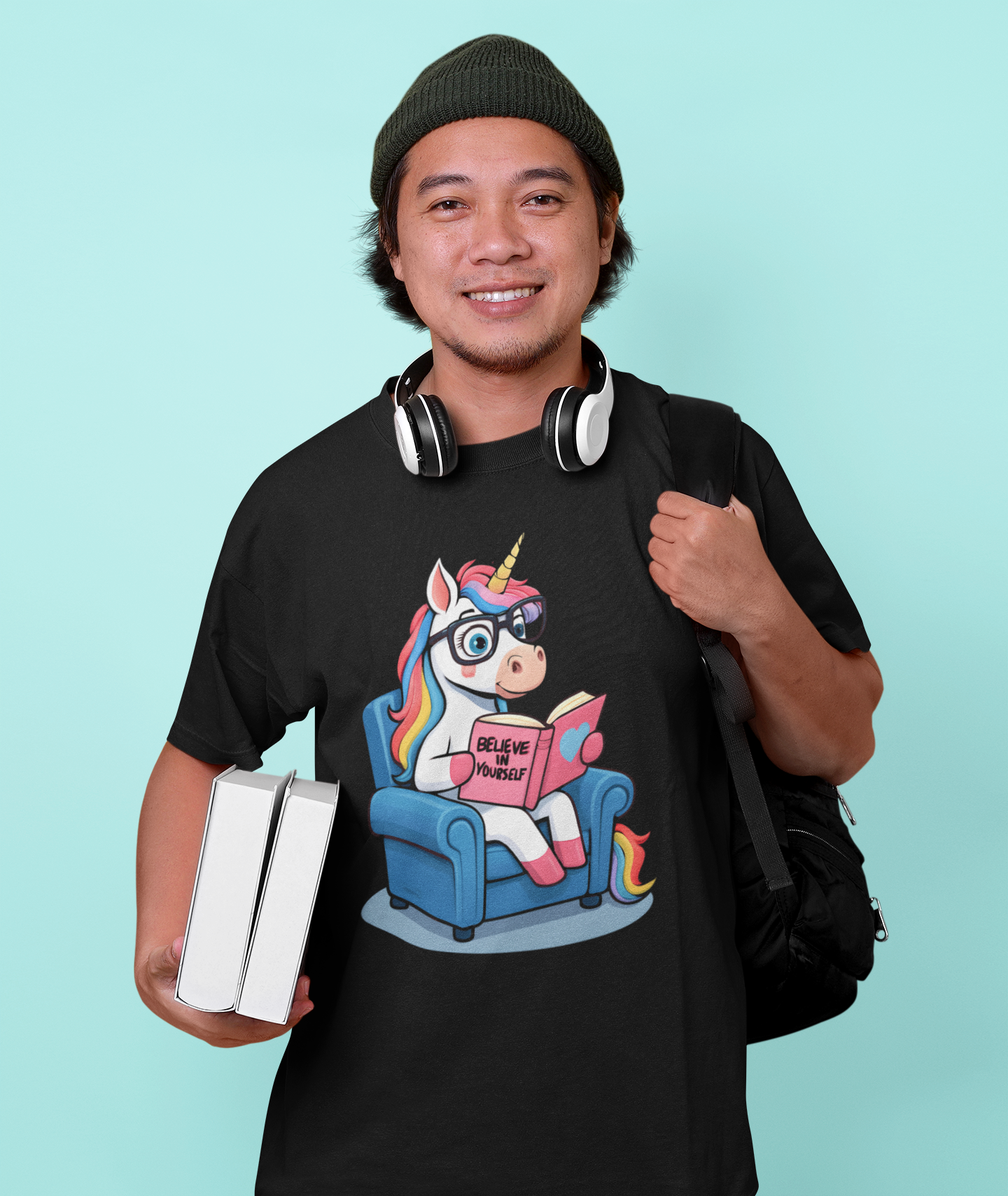Unicorn Believe in Yourself Reading T-Shirt