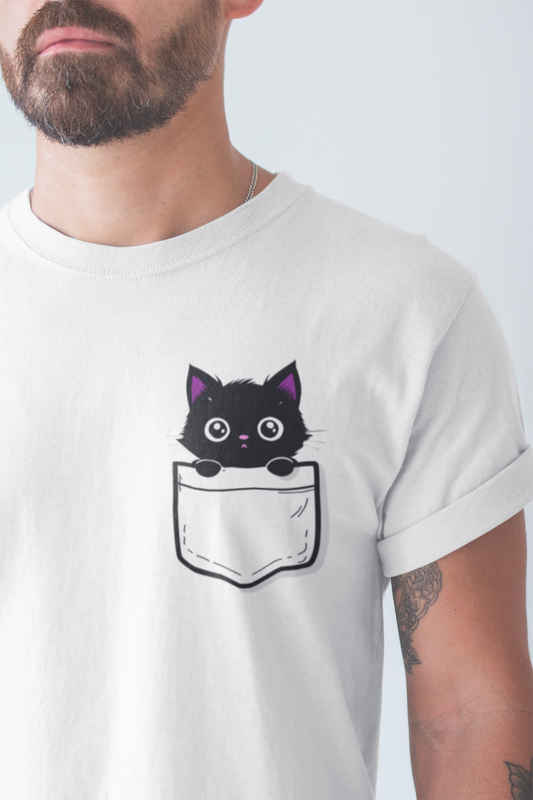 Black Cat Pocket Kitty T-shirt