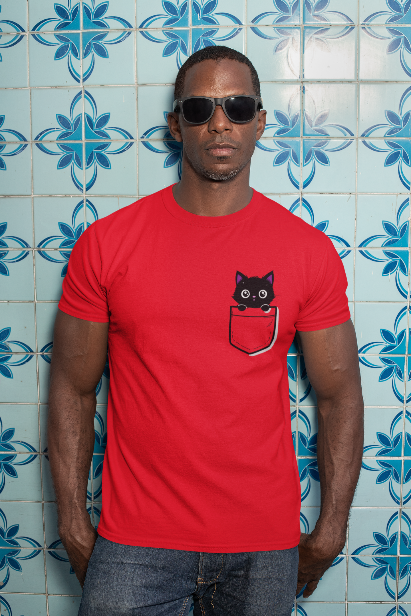 Black Cat Pocket Kitty T-shirt