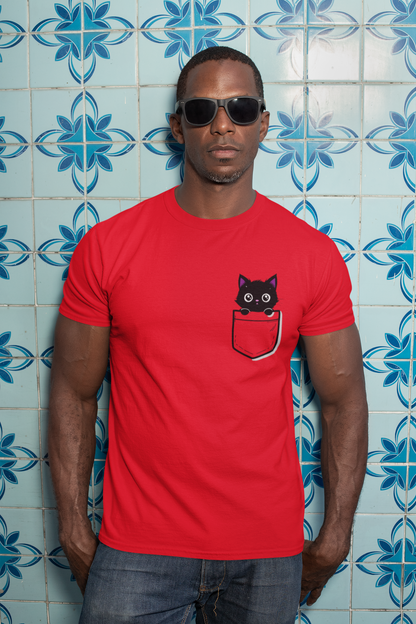 Black Cat Pocket Kitty T-shirt