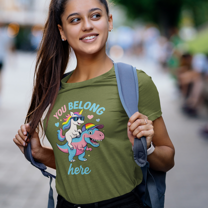You Belong Here | Queer Unicorn & T-Rex T-shirt