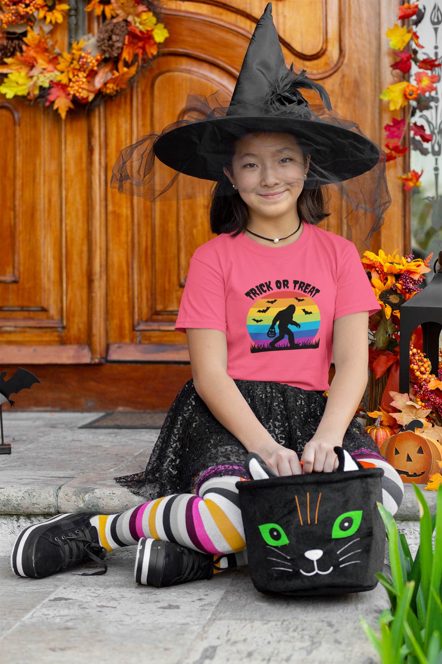 Trick or Treat Rainbow Sasquatch Halloween Shirt