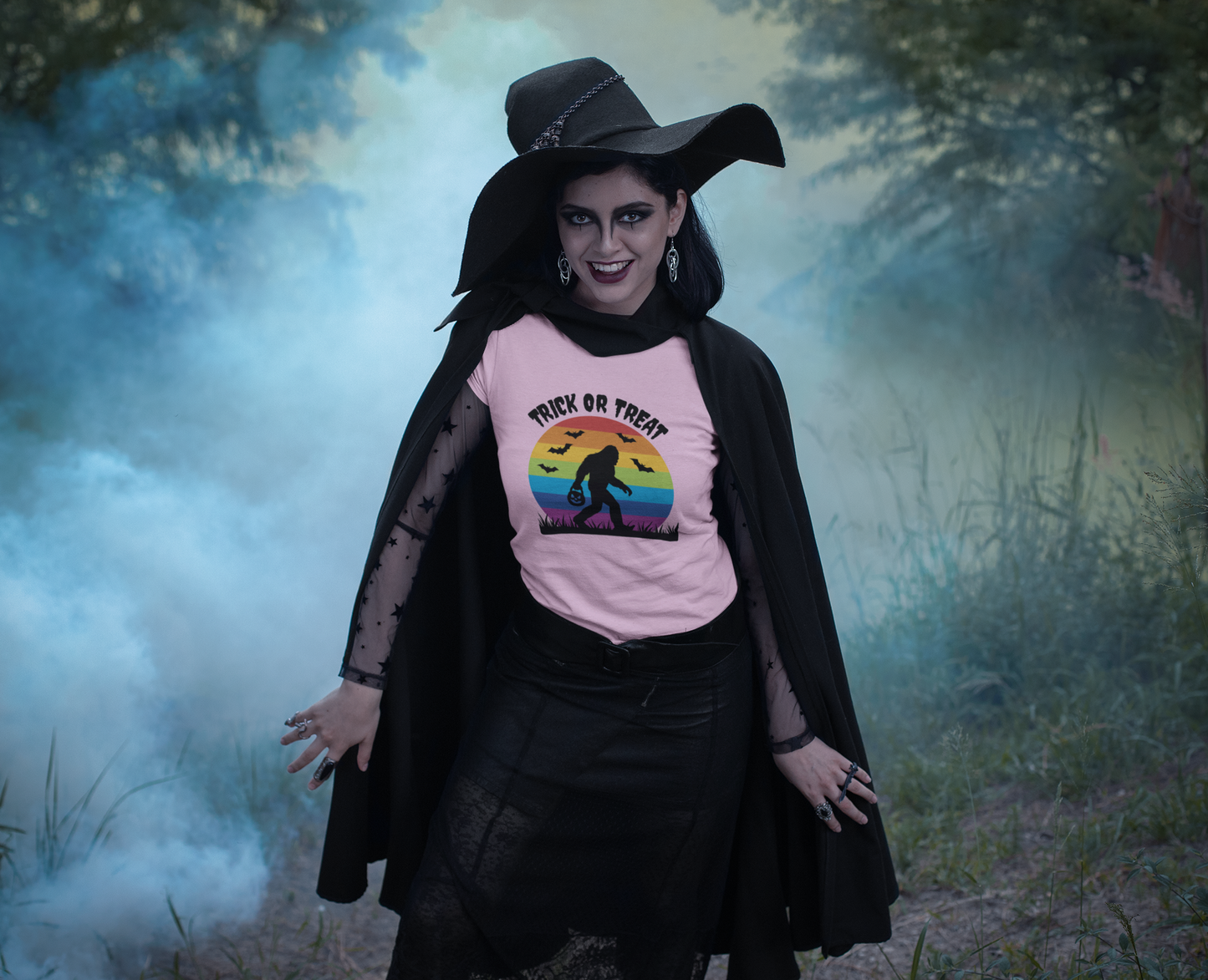 Trick or Treat Rainbow Sasquatch Halloween Shirt