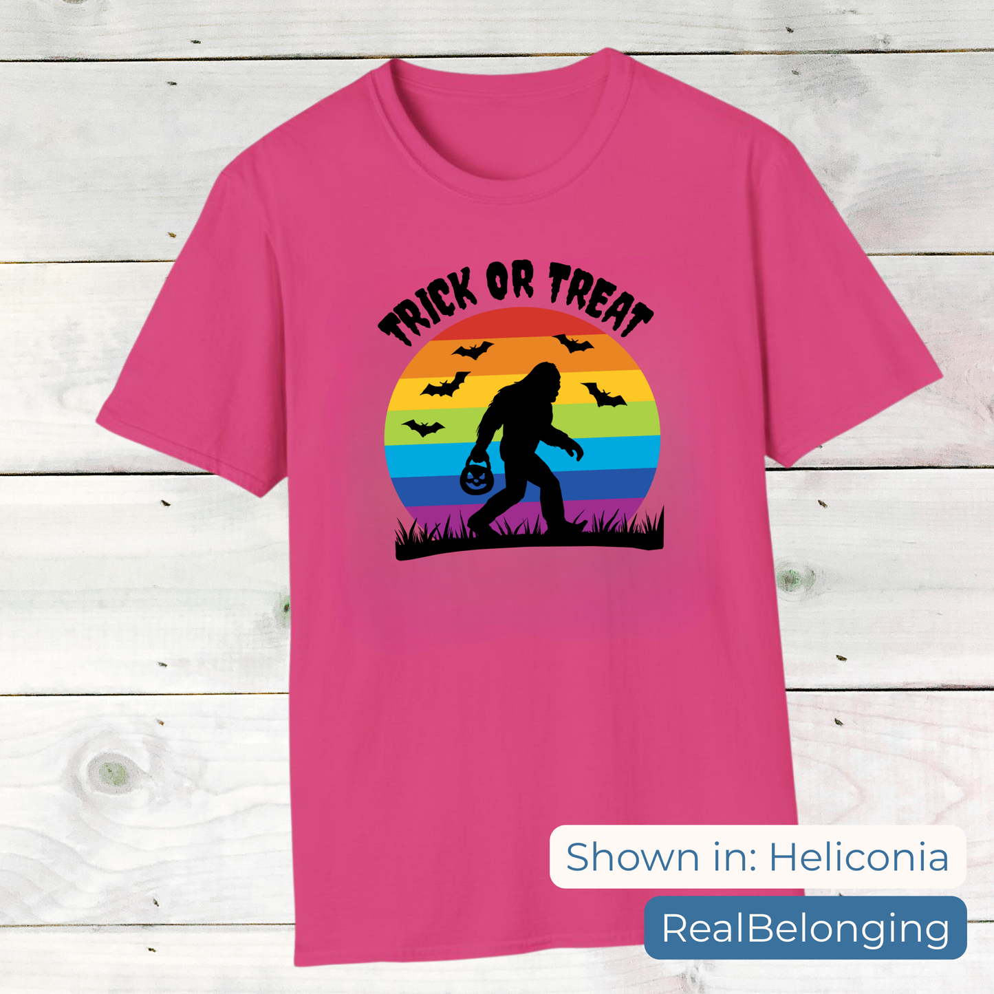Trick or Treat Rainbow Sasquatch Halloween Shirt