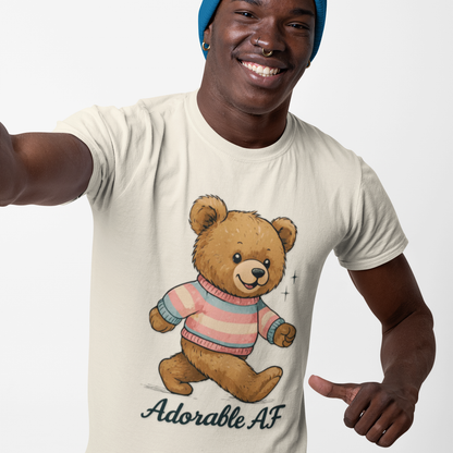 Adorable AF Teddy Bear in Blue & Pink Sweater T-shirt
