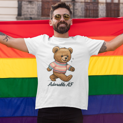 Adorable AF Teddy Bear in Blue & Pink Sweater T-shirt