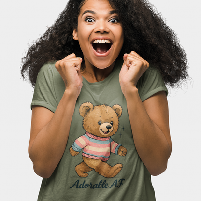 Adorable AF Teddy Bear in Blue & Pink Sweater T-shirt