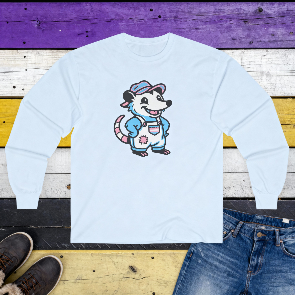 Adorable AF Transgender Possum Pride Long Sleeve Shirt