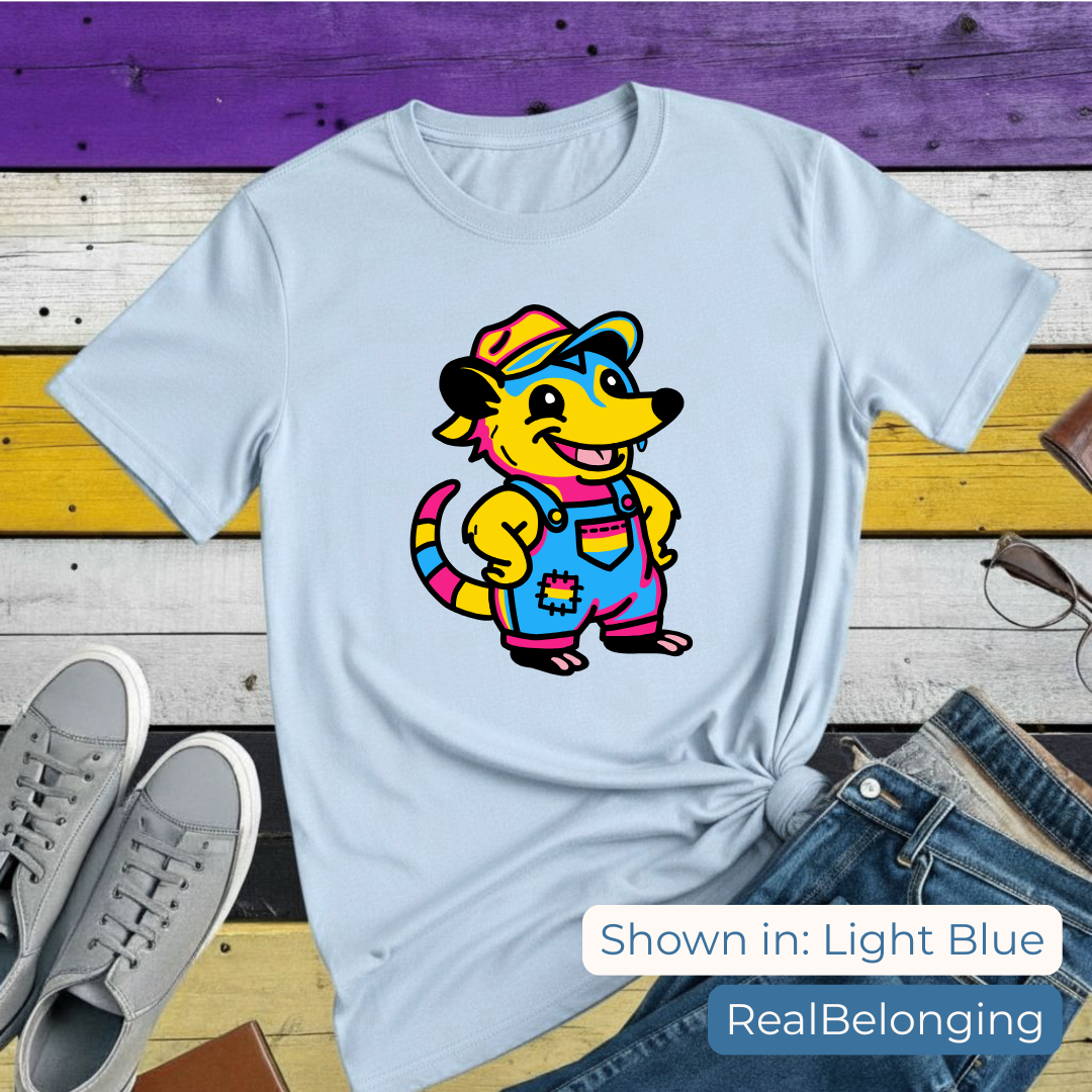 Adorable AF Pansexual Possum Pride T-Shirt | Hillbilly Queer Critter
