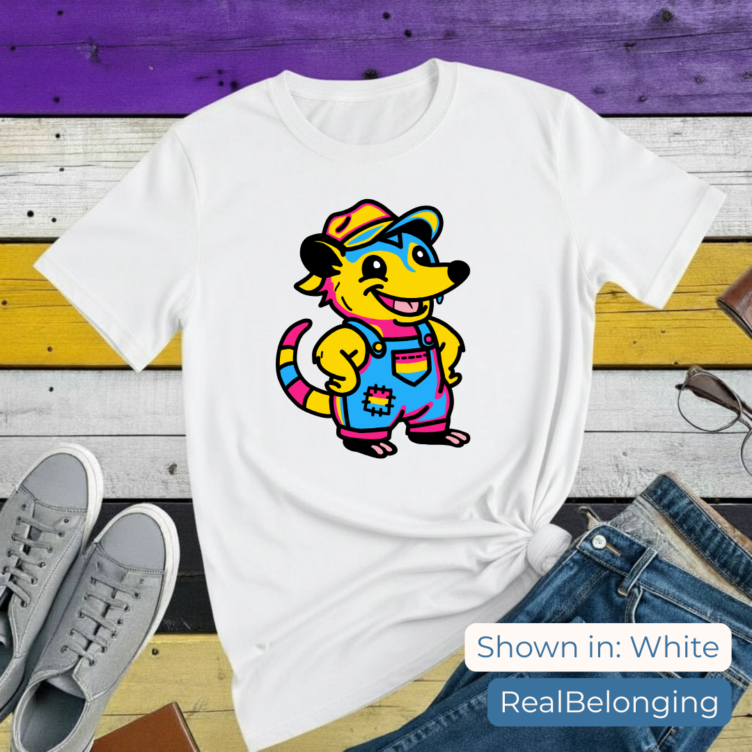 Adorable AF Pansexual Possum Pride T-Shirt | Hillbilly Queer Critter