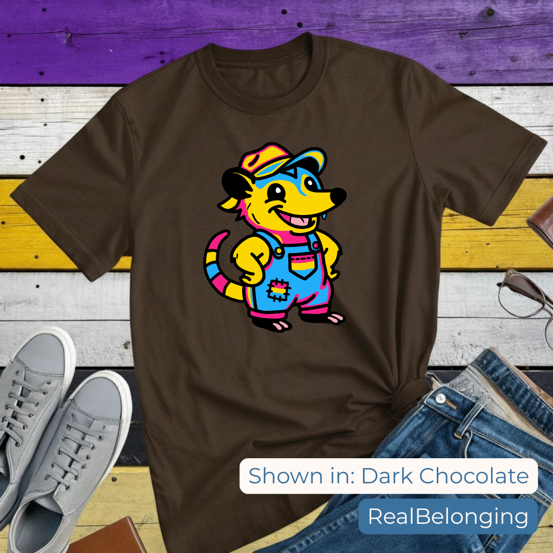 Adorable AF Pansexual Possum Pride T-Shirt | Hillbilly Queer Critter