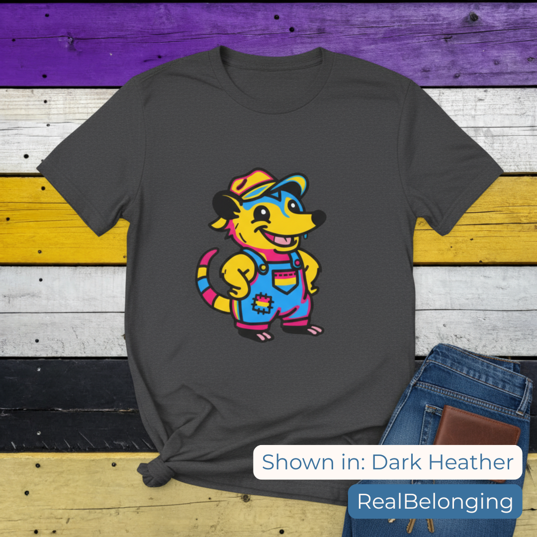 Adorable AF Pansexual Possum Pride T-Shirt | Hillbilly Queer Critter